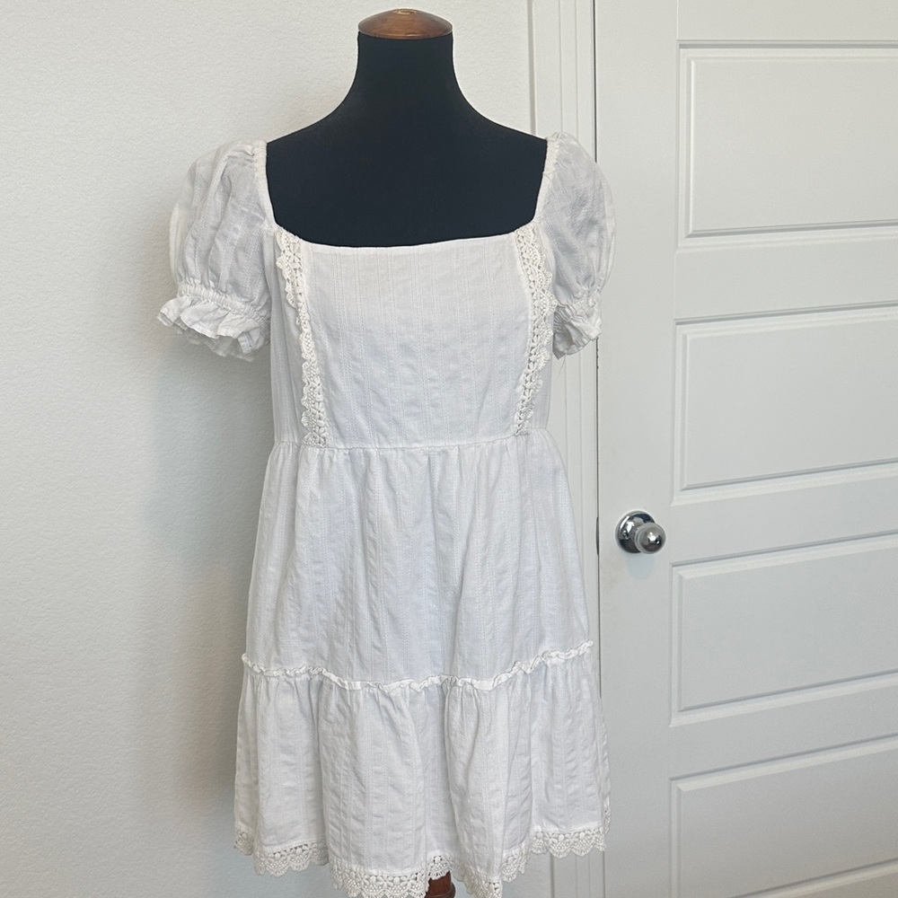 Abound White Square-Neck Eyelet Mini Dress